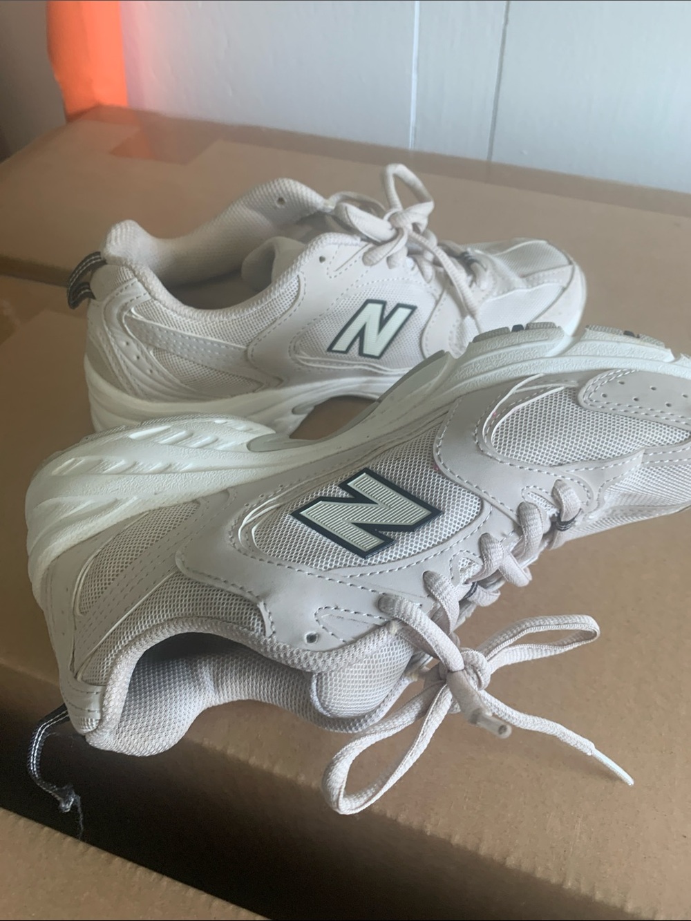 New Balance White and Gray Walking Sneakers - Picture 6 of 7